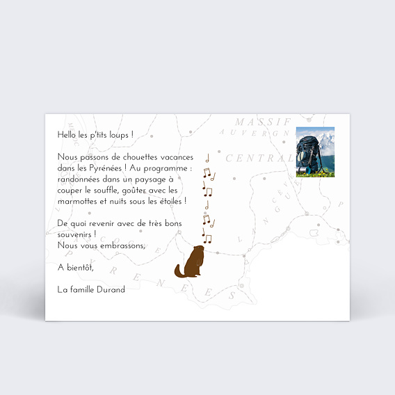 Carte postale Pyrénées Verso