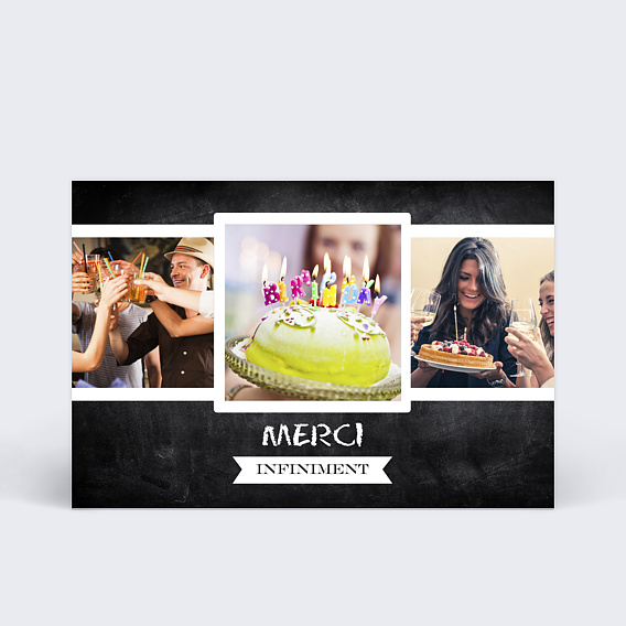 Carte remerciement invitation Ardoise