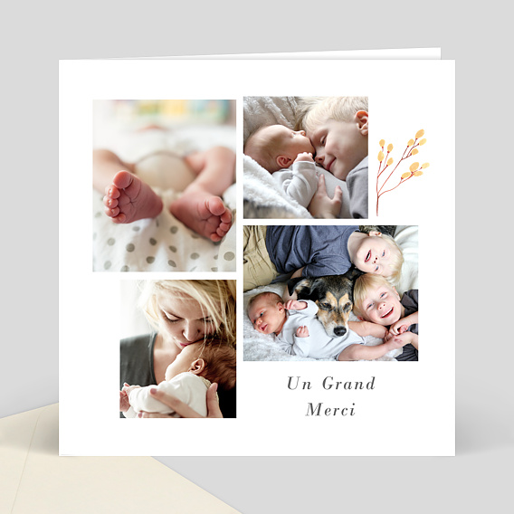 Remerciements Naissance Carte de Remerciements Naissance Collage