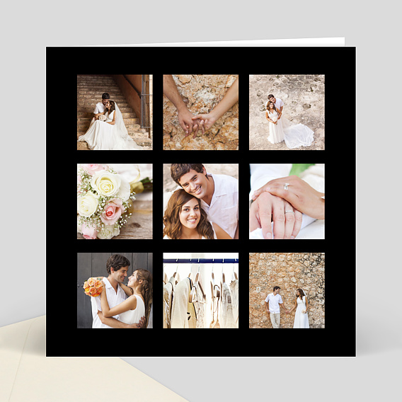 Remerciements mariage Carte pêle mêle mariage 3