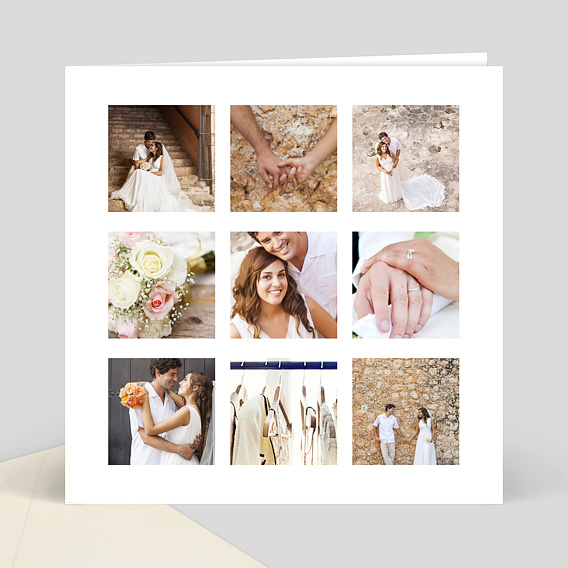 Remerciements mariage Carte pêle mêle mariage