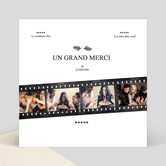 Remerciements Anniversaire Carte remerciement anniversaire cinéma