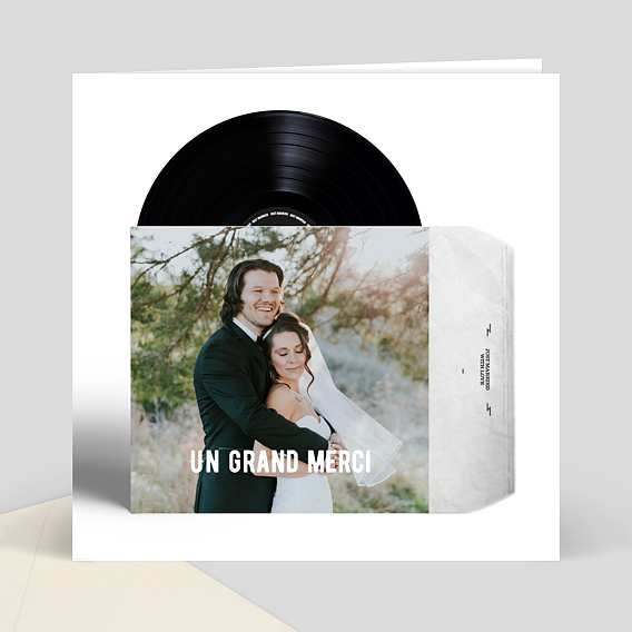 Remerciements mariage Carte remerciement mariage vinyle