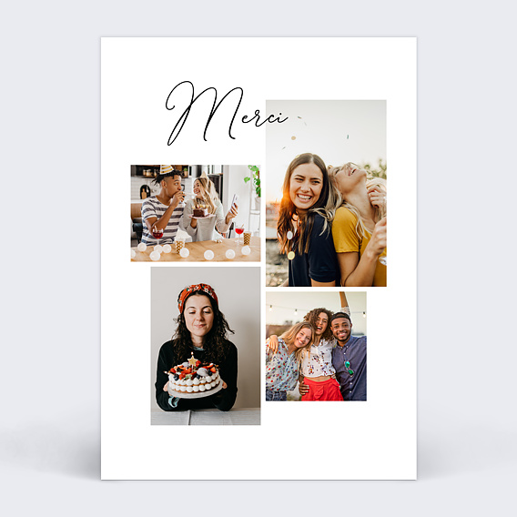 Carte remerciement anniversaire Collage