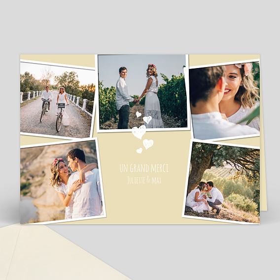 Remerciements mariage Remerciement mariage cœurs en fête