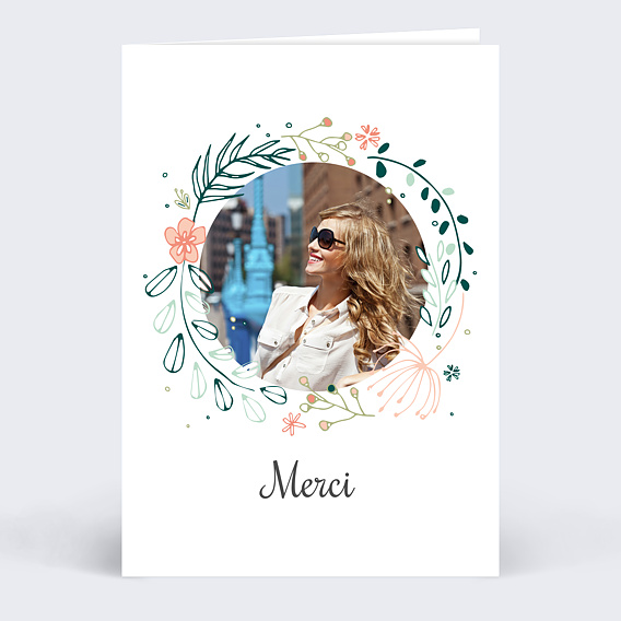 Carte remerciement invitation Couronne de Fleurs