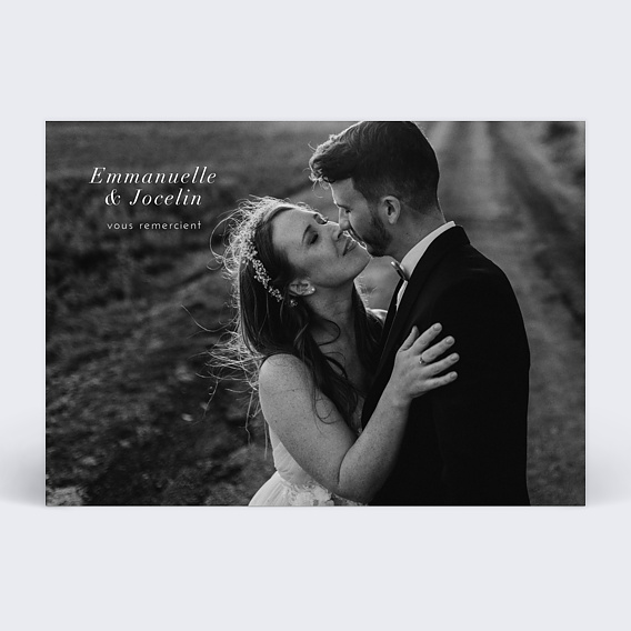 Remerciement mariage sobre et jolie
