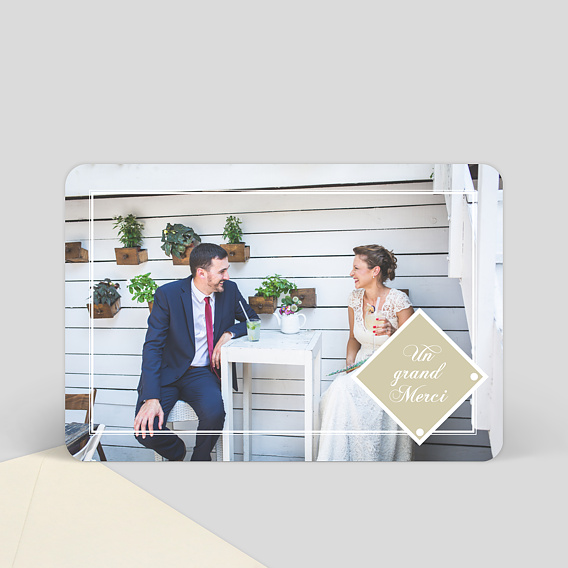 Remerciements mariage Merci mariage cadre blanc