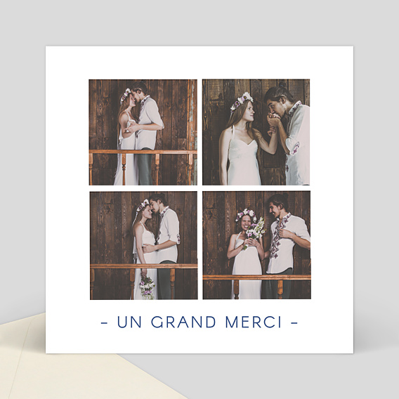 Remerciements mariage Merci vert sur carrés 2