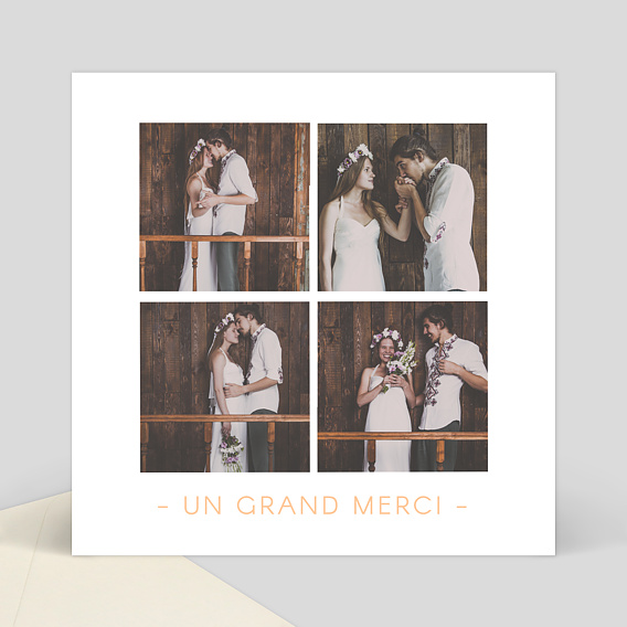 Remerciements mariage Merci vert sur carrés 3