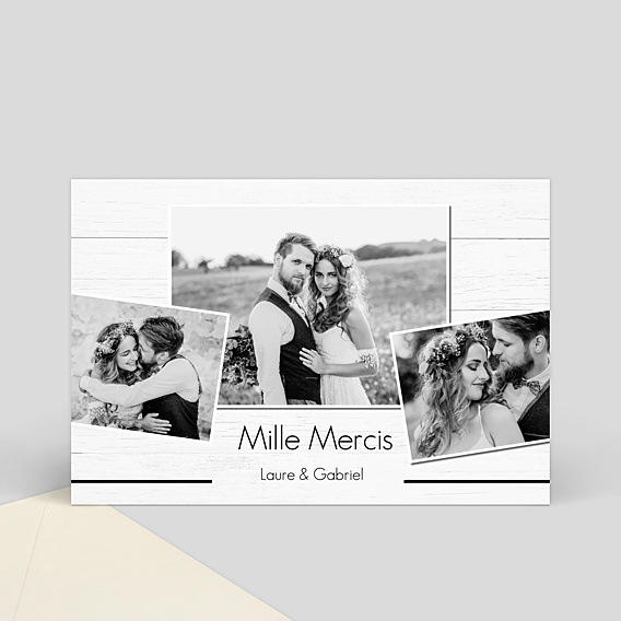 Remerciements mariage Mille mercis mariage gris 4