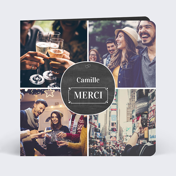 Carte remerciement invitation Pastille Ardoise
