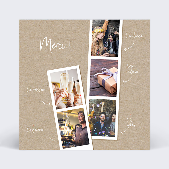 Carte remerciement invitation Photomaton