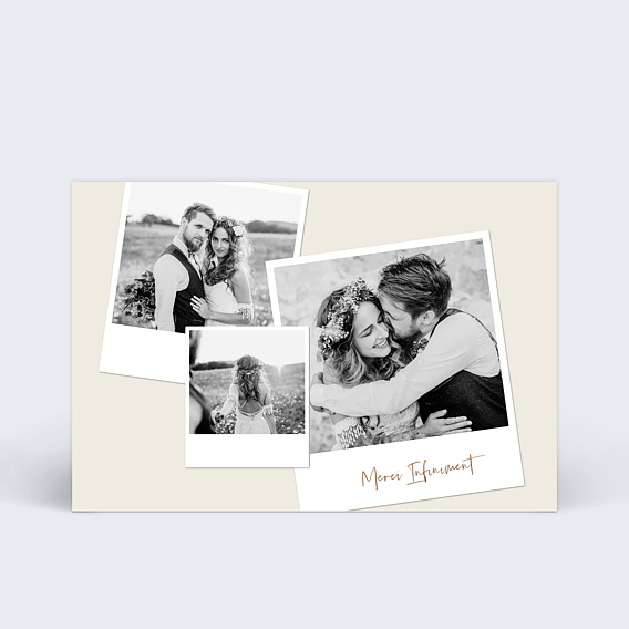 Remerciements mariage Polaroid mariage beige