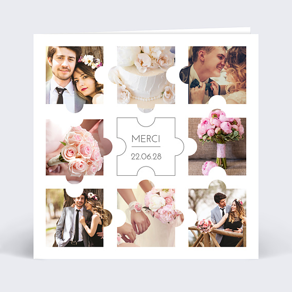 Carte remerciement invitation Puzzle