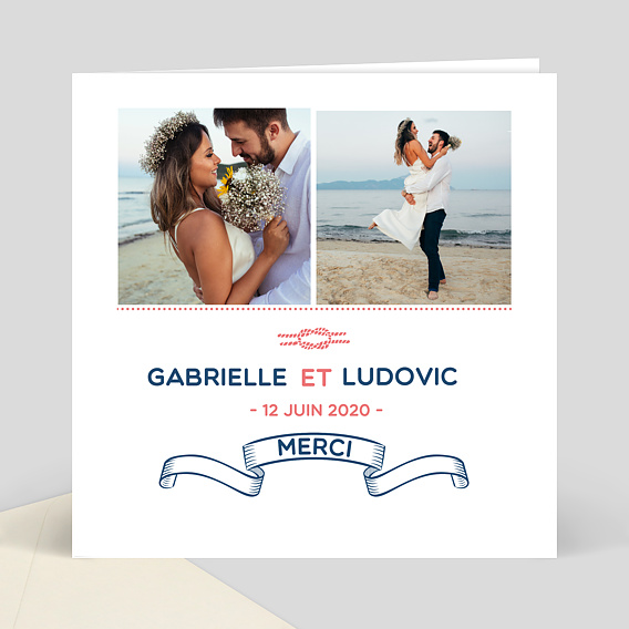 Remerciements mariage Remerciement mariage thème mer