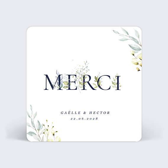 Carte remerciement mariage Acrostiche Merci