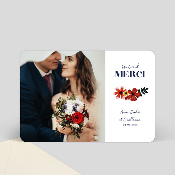 Remerciements mariage Roses rouges