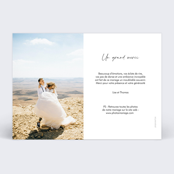 Carte remerciement mariage Classique Multiphotos Verso