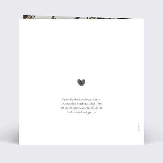 Carte remerciement mariage Fait Main Verso