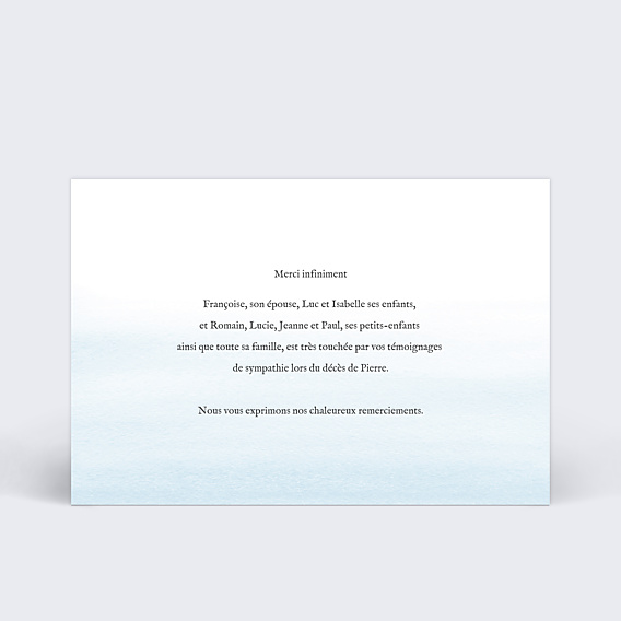 Remerciements Décès Aquarelle Bleue