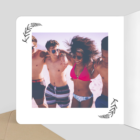 Carte de remerciement Couronne de Feuilles Tampon Intérieur Gauche