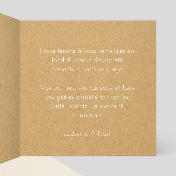 Carte de Remerciement Mariage Corde à Linge Intérieur Droit