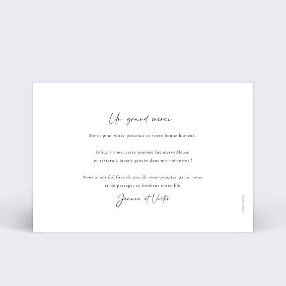 Carte remerciement mariage Jeu Typographique Moderne Verso