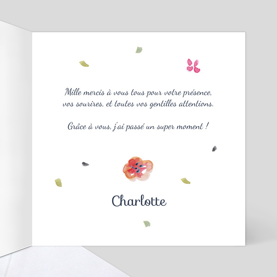 Carte de remerciement Bouquet Aquarelle Intérieur Droit