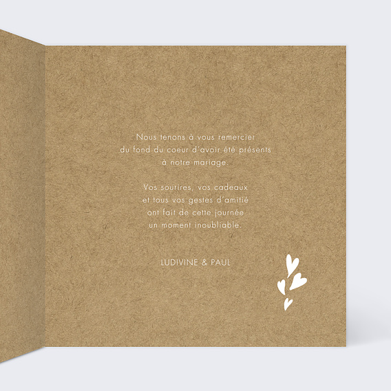 Carte remerciement mariage Corde à linge merci mariage Intérieur Droit