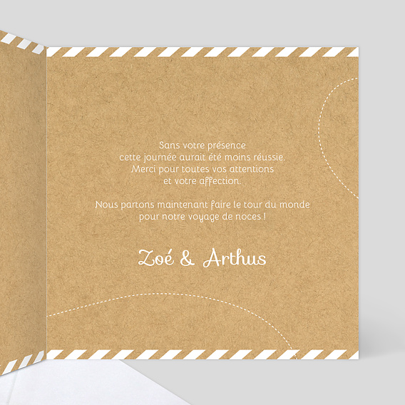 Carte de remerciement Itinéraire Intérieur Droit