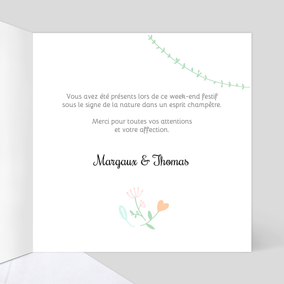 Carte de remerciement Promenade Champêtre Intérieur Droit