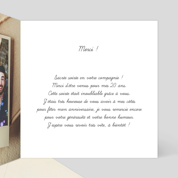 Carte de remerciement Summer Polaroïd Intérieur Droit