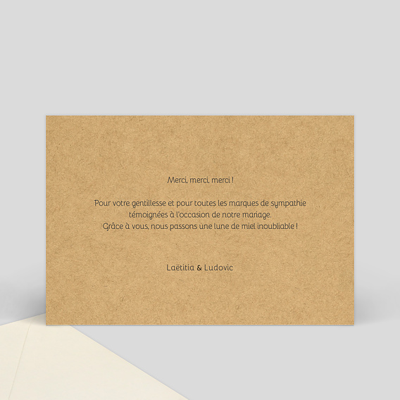 Carte remerciement mariage Remerciement Lune de Miel Verso