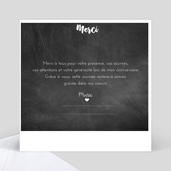 Carte de remerciement Jolie Craie Verso