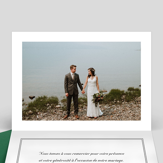 Carte remerciement mariage Cadre Double Intérieur Gauche