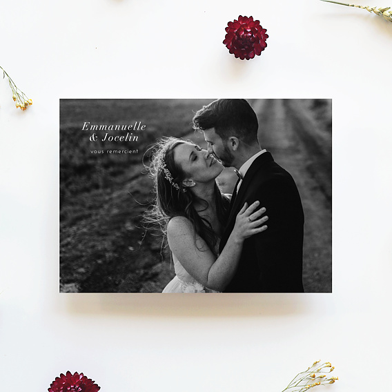 Carte remerciement mariage Sobre et Jolie Après 1
