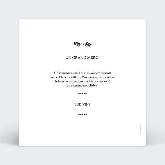 Carte de remerciement Cinéma Verso