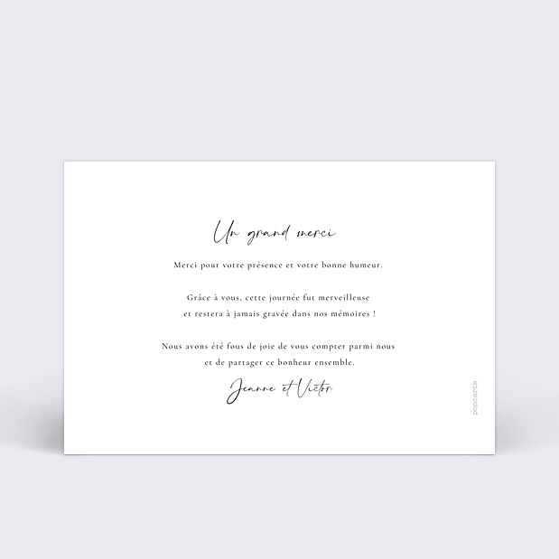 Remerciement Mariage Jeu Typographique Verso