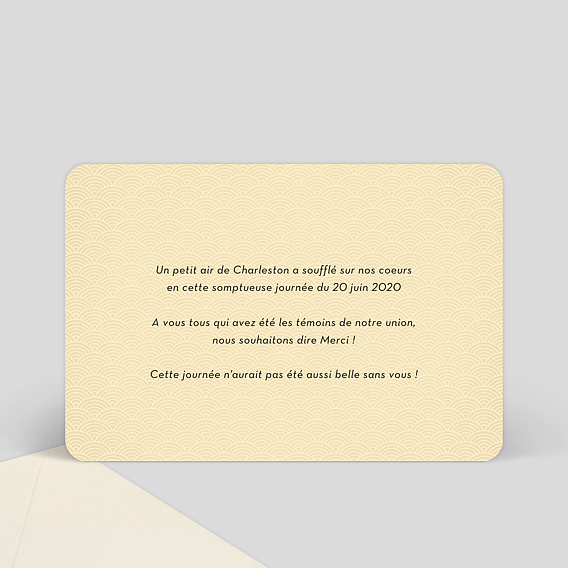 Carte remerciement mariage Années 20 Verso