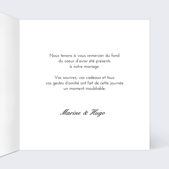 Carte de remerciement Classique Intérieur Droit