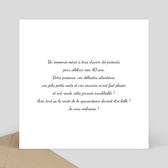 Carte de remerciement Polaroïd Verso