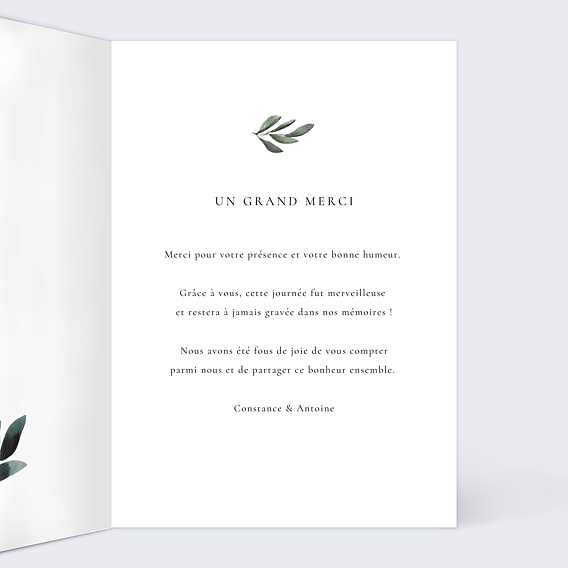 Carte remerciement mariage Rouge Passion Intérieur Droit