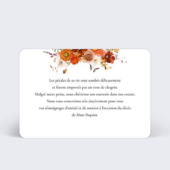 Remerciements Décès Fleurs orangées
