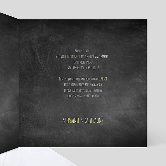 Carte de remerciement Ardoise Multi-photos Intérieur Droit