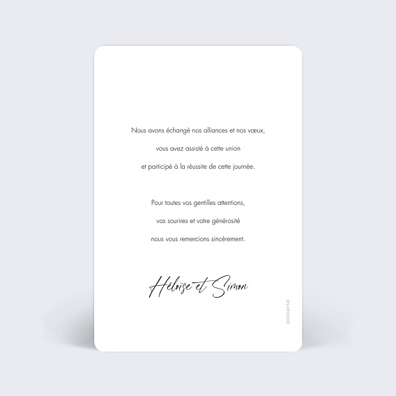 Carte remerciement mariage Icônes Verso