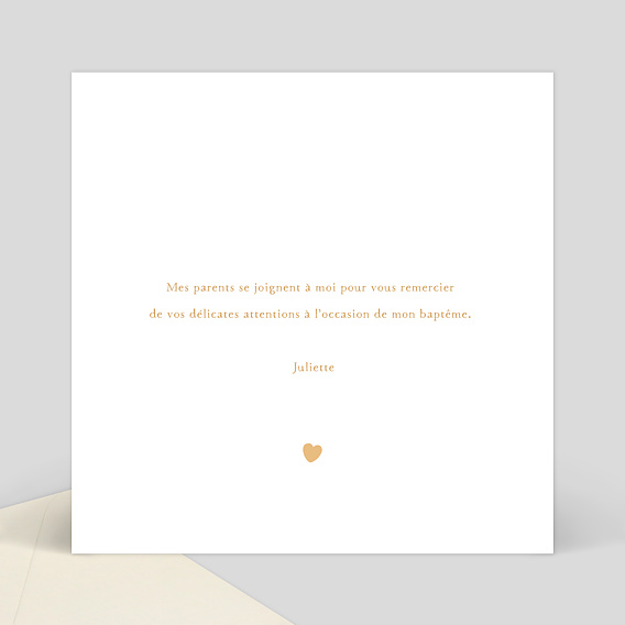 Carte remerciement baptême Carte remerciement baptême photo arrondie Verso