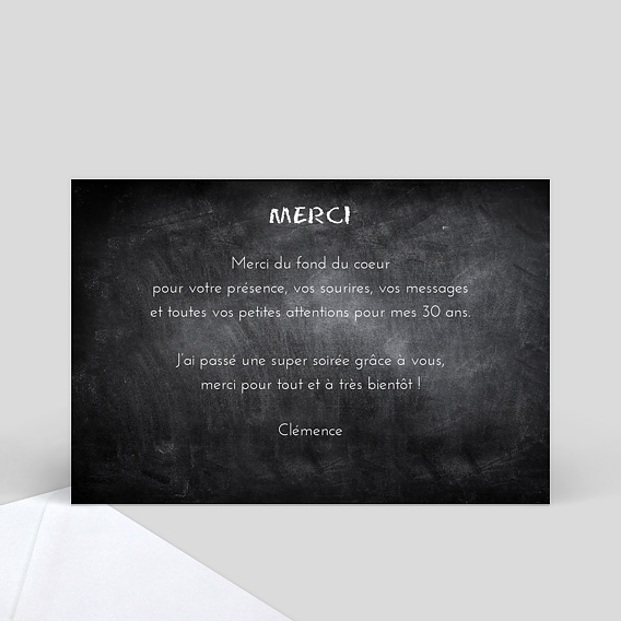 Carte de remerciement Ardoise Verso