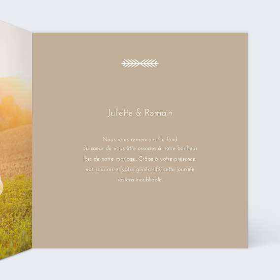 Carte remerciement mariage Nous Nous Marions Intérieur Droit