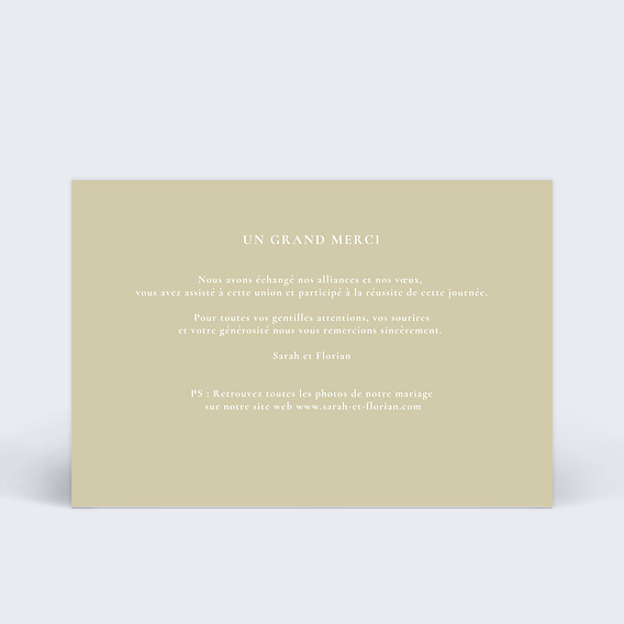 Carte remerciement mariage Ambiance Photo Verso